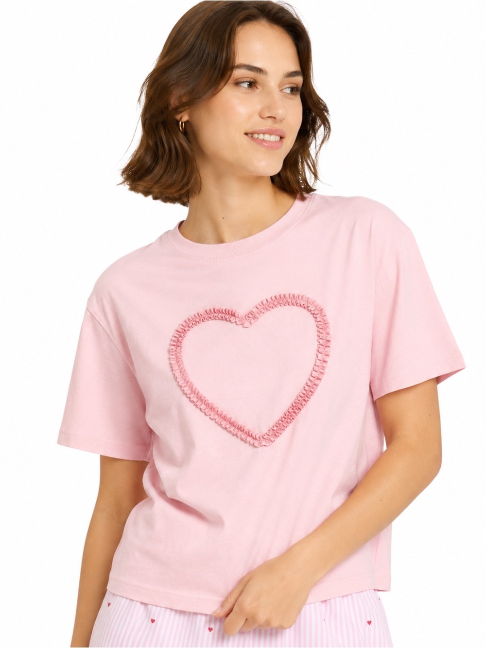 A New Day Women's Valentine's Boxy Graphic Heart T-Shirt Pink Size L